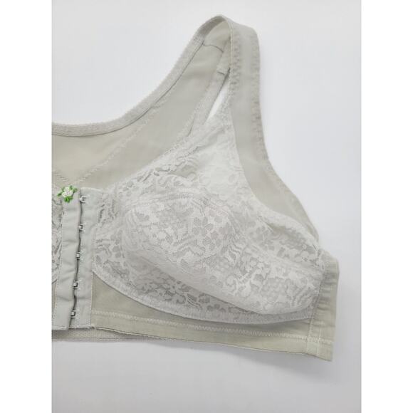 Vintage Anthony Richards Gray Floral Lace Front Closure Wire Free Bra Size 40C - Picture 5 of 9